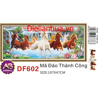 Tranh đính đá ngựa MÃ ĐÁO THÀNH CÔNG.Kích thước: 107x57cm