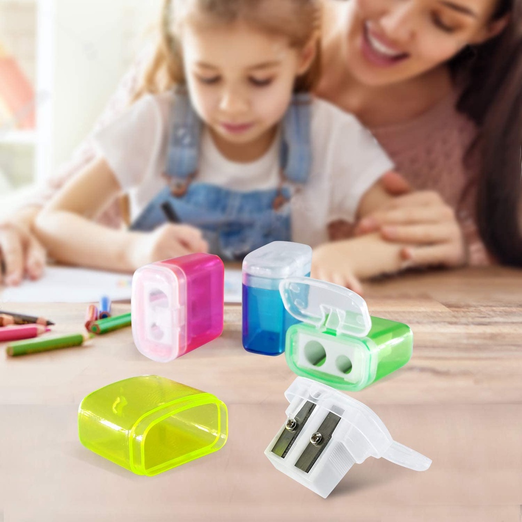 Đồ Gọt Bút Chì Bằng Nhựa Trong Suốt Hình Vuông Có Nắp Đậy