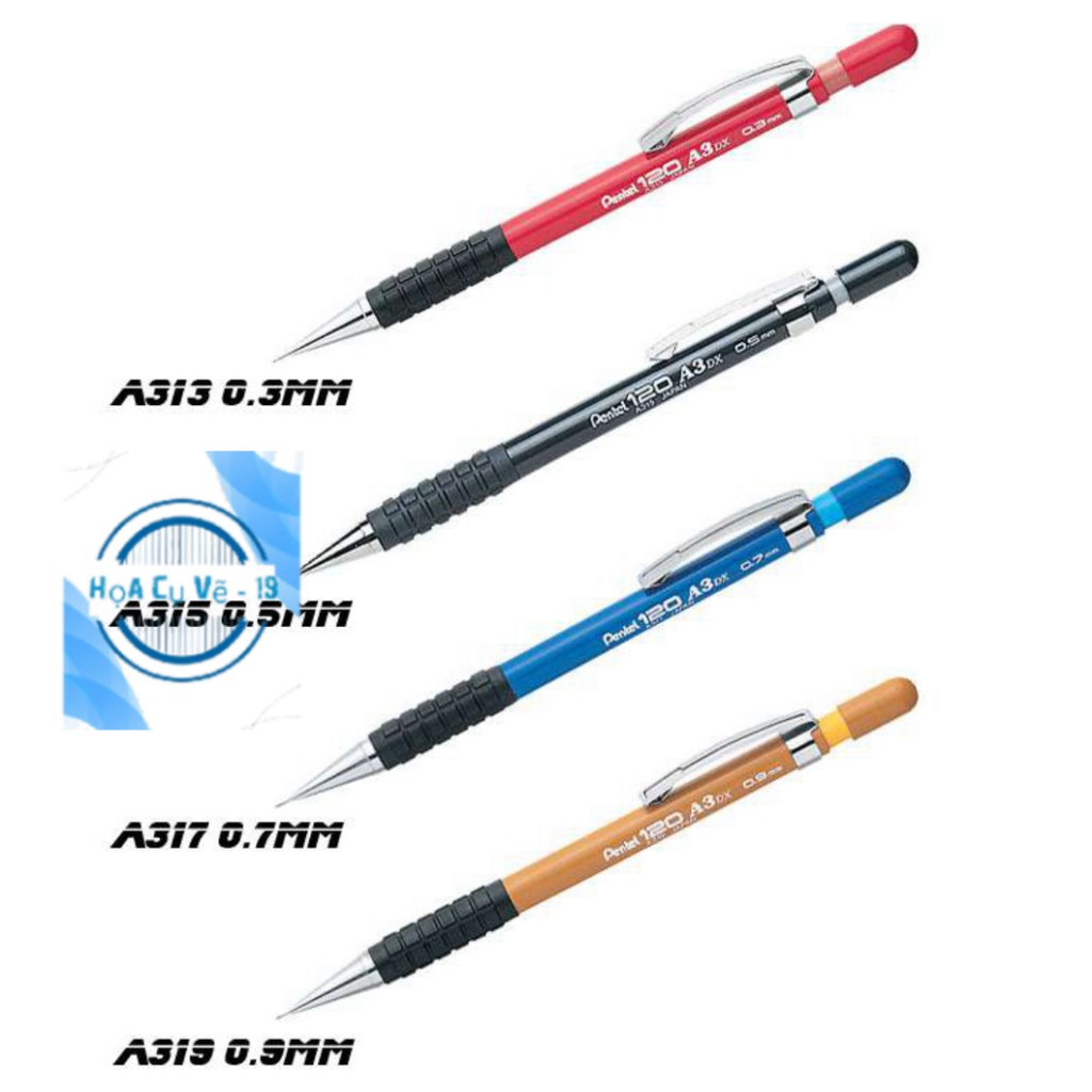 Chì bấm pentel 0.3/0.5/0.7/0.9 mm A3 Pentel 120 A3DX, Sensi-Grip® Mechanical Drafting Pencil - Họa cụ vẽ