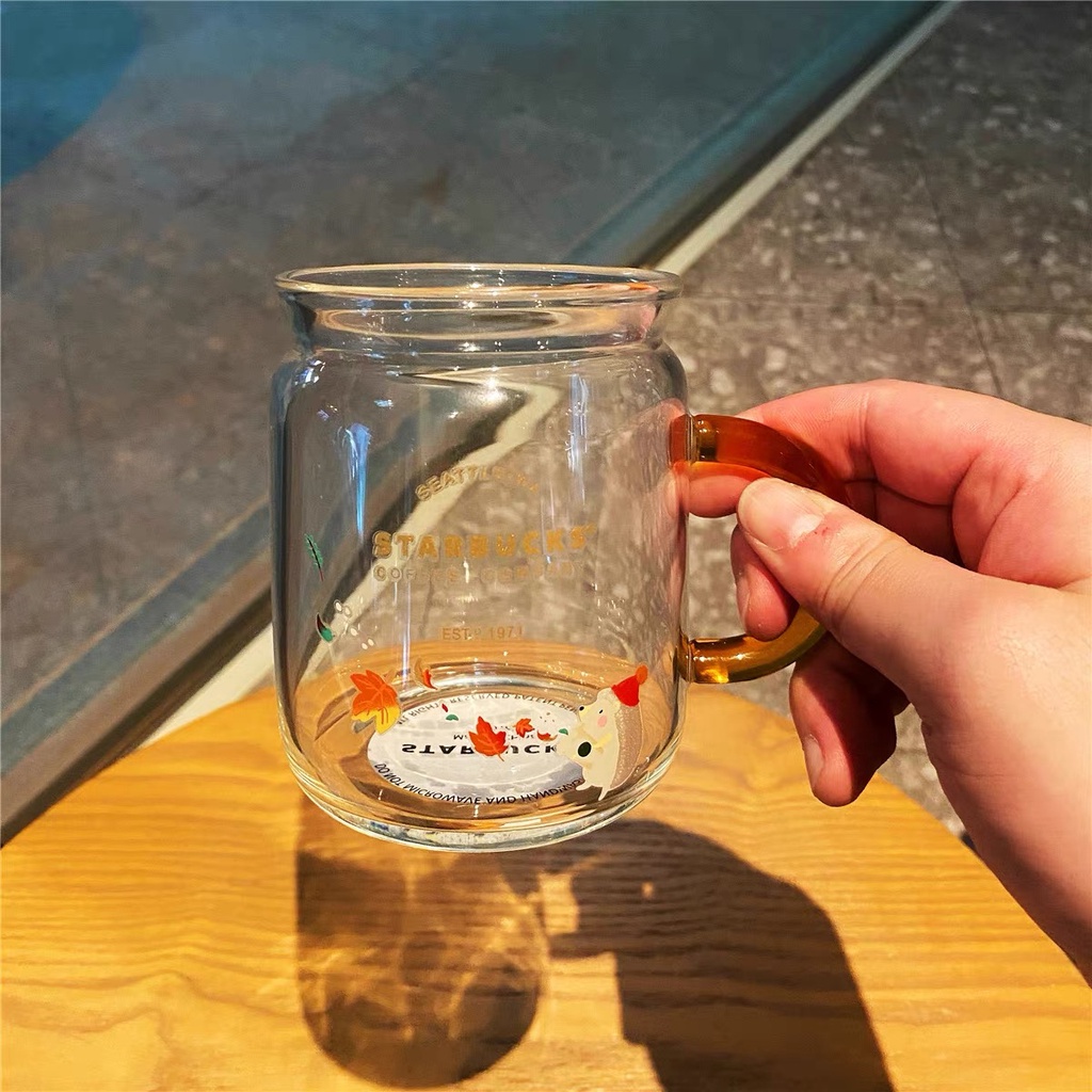 Ly cốc thủy tinh Starbucks sóc đỏ Dung tích 420ml