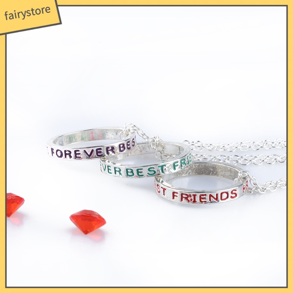 Set 3 Dây Chuyền Mặt Nhẫn Khắc Chữ Best Friends Cho Bạn Thân