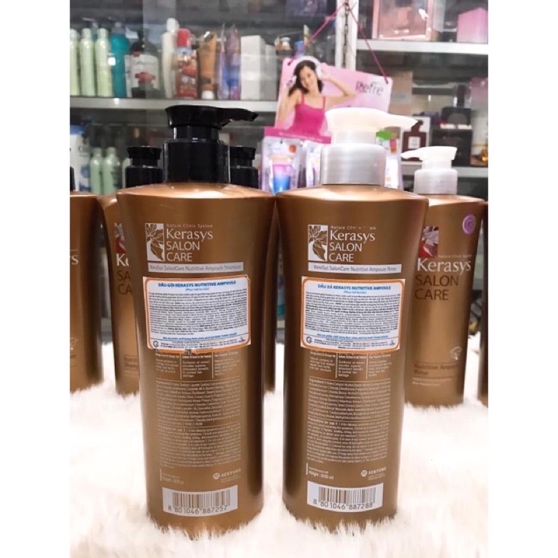 Dầu Gội Dầu Xả Kerasys Salon Care Hàn Quốc chai lùn 600ml