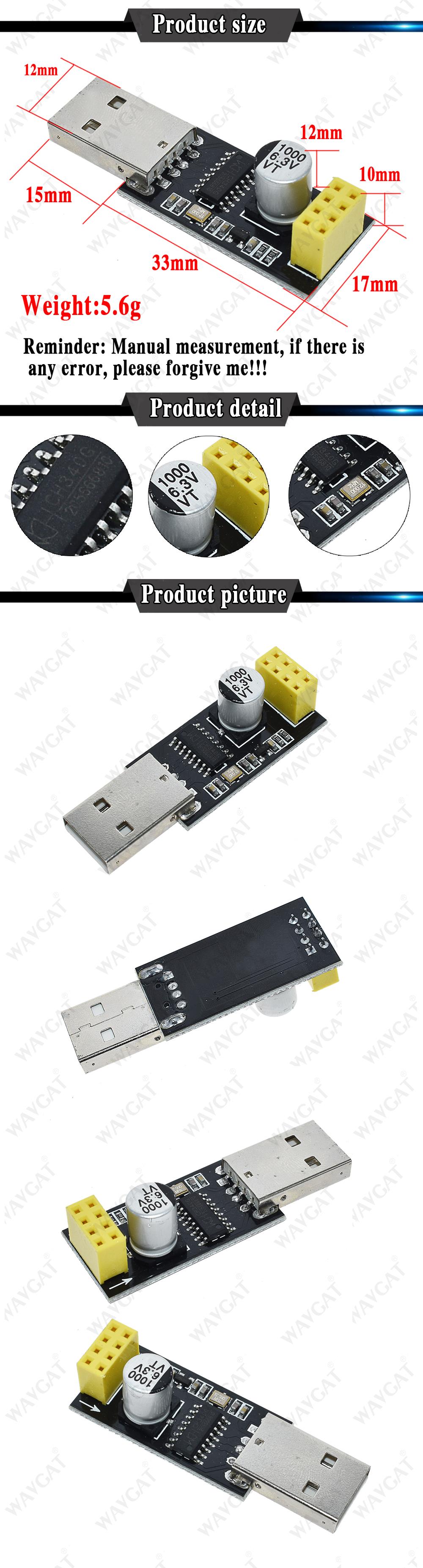 Mô Đun Truyền Tín Hiệu Wifi Không Dây Ch340 Usb Sang Esp8266 Esp-01 Cho Arduino