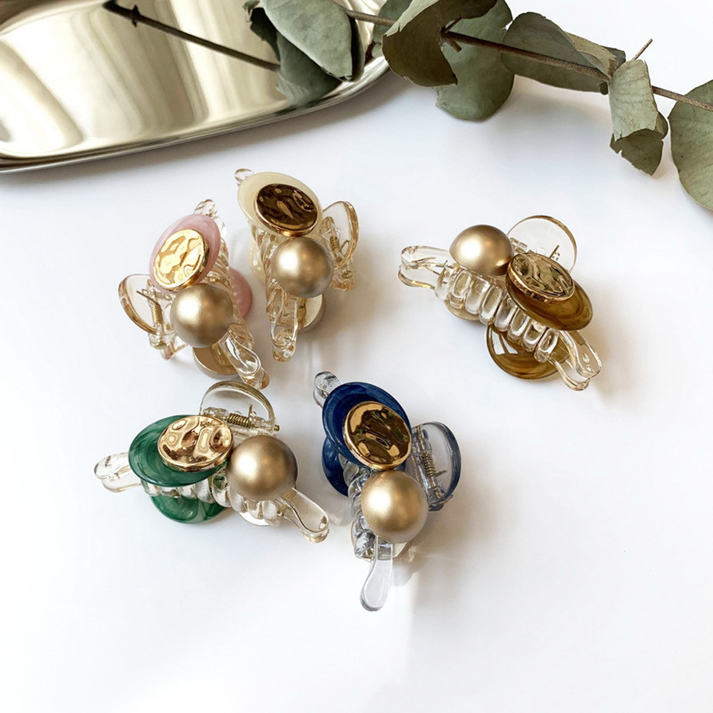 Kẹp Tóc Càng Cua Đính Ngọc Trai Nhiều Màu Thời Trang