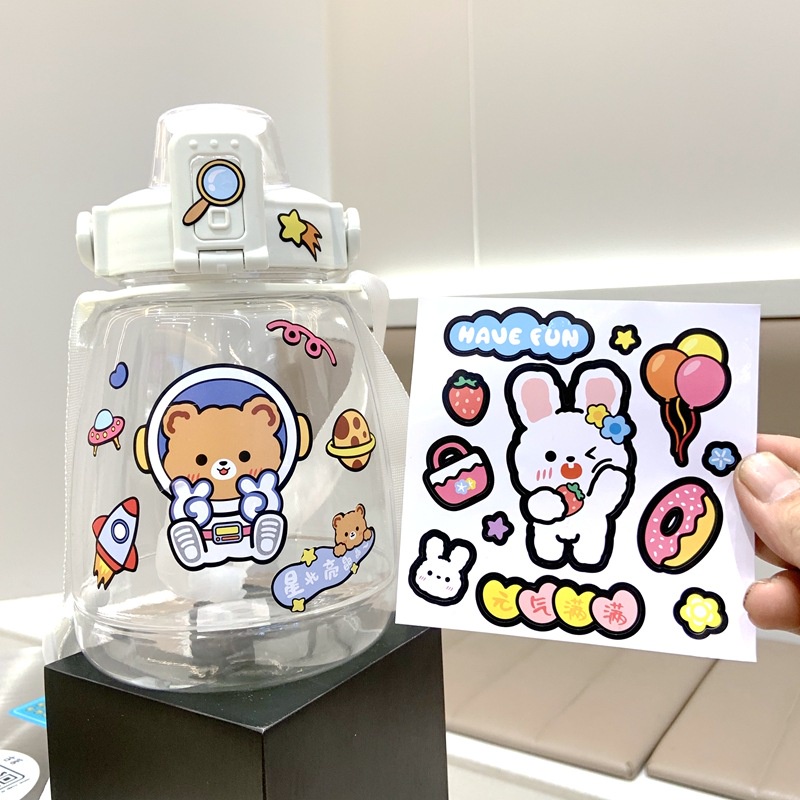 Combo 3 hình dán sticker cute chống thấm nước gấu béo dễ thương dán mũ bảo hiểm xe laptop vali sổ bình nước