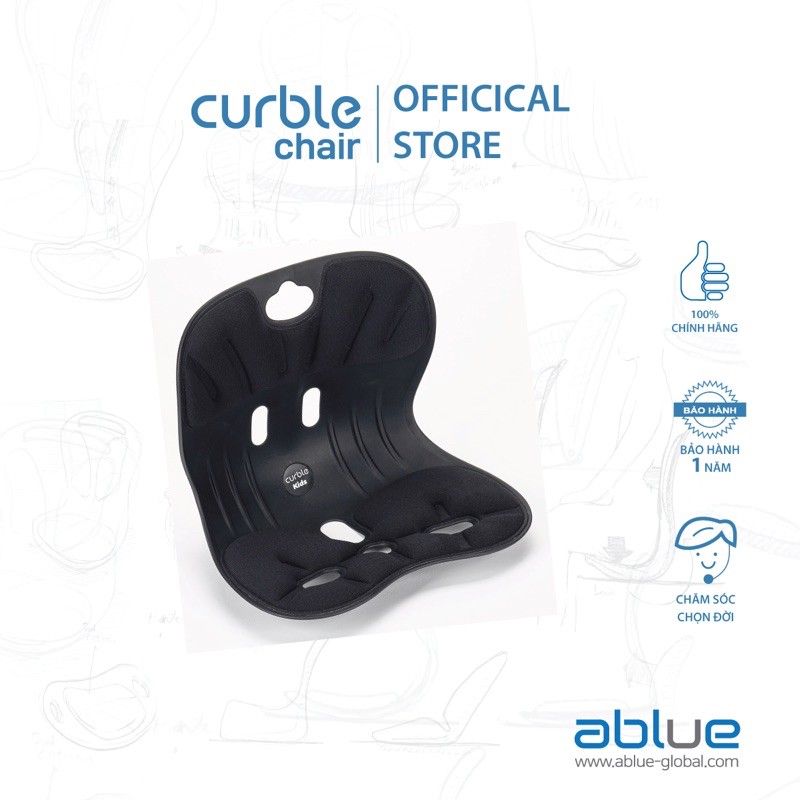 [SHOPEE_MALL] Ghế chống gù cho bé Curble Chair KID đen (Dưới 25kg)