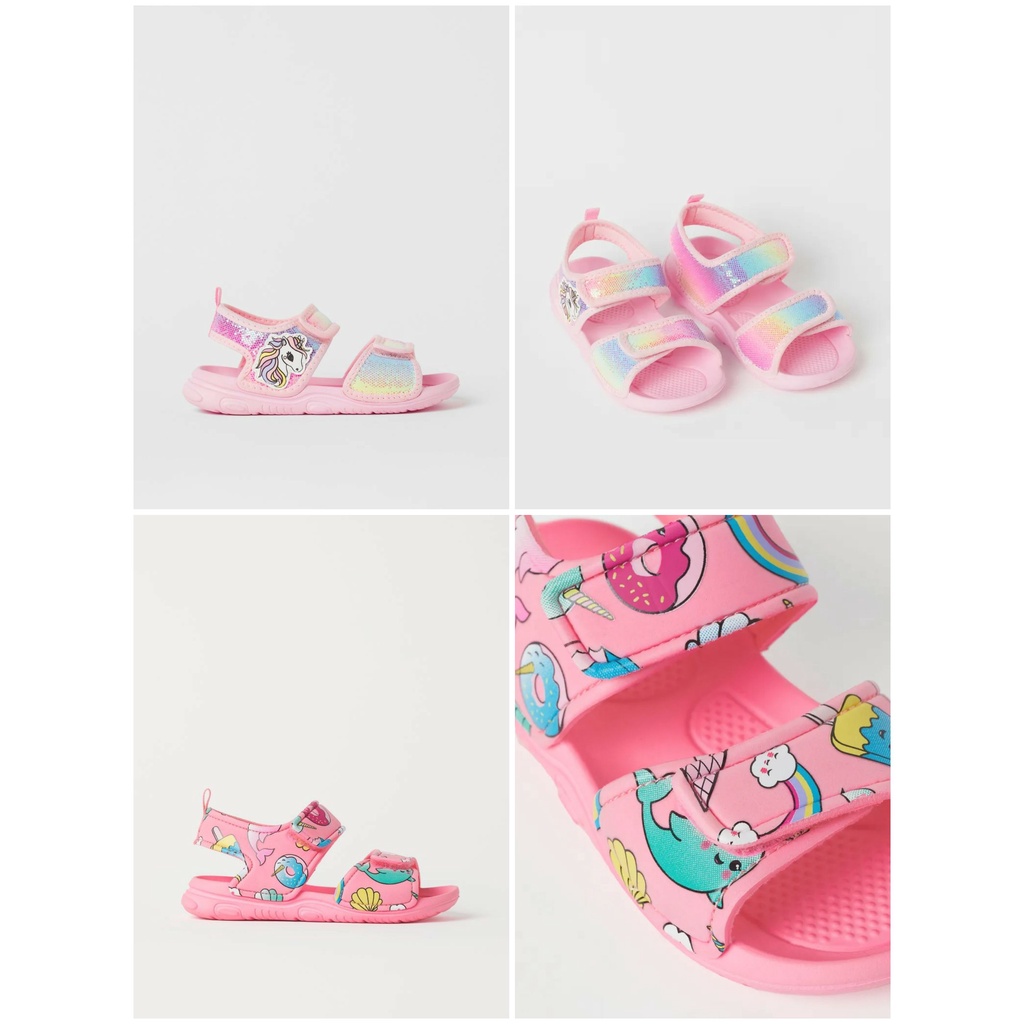Dép sandal xốp hồng unicorn HM H&M_hàng chính hãng authentic