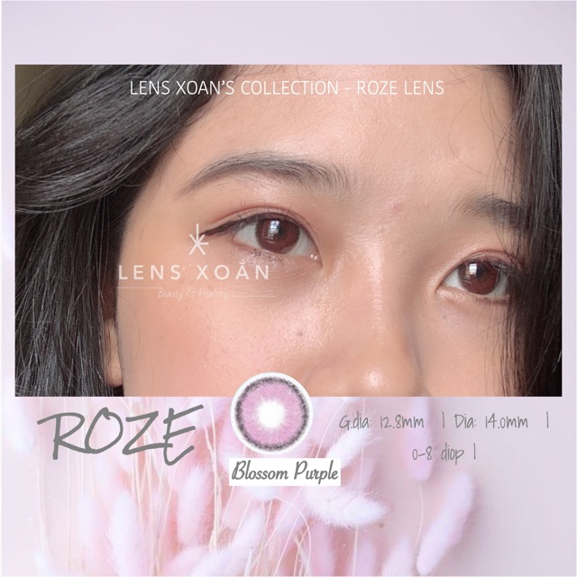 KÍNH ÁP TRÒNG ROZE BLOSSOM PURPLE CỦA B.S.COR: LENS HỒNG TÍM SIÊU TỰ NHIÊN 6 tháng | Lens Xoắn (GIÁ 1 CHIẾC, ĐỌC LƯU Ý)