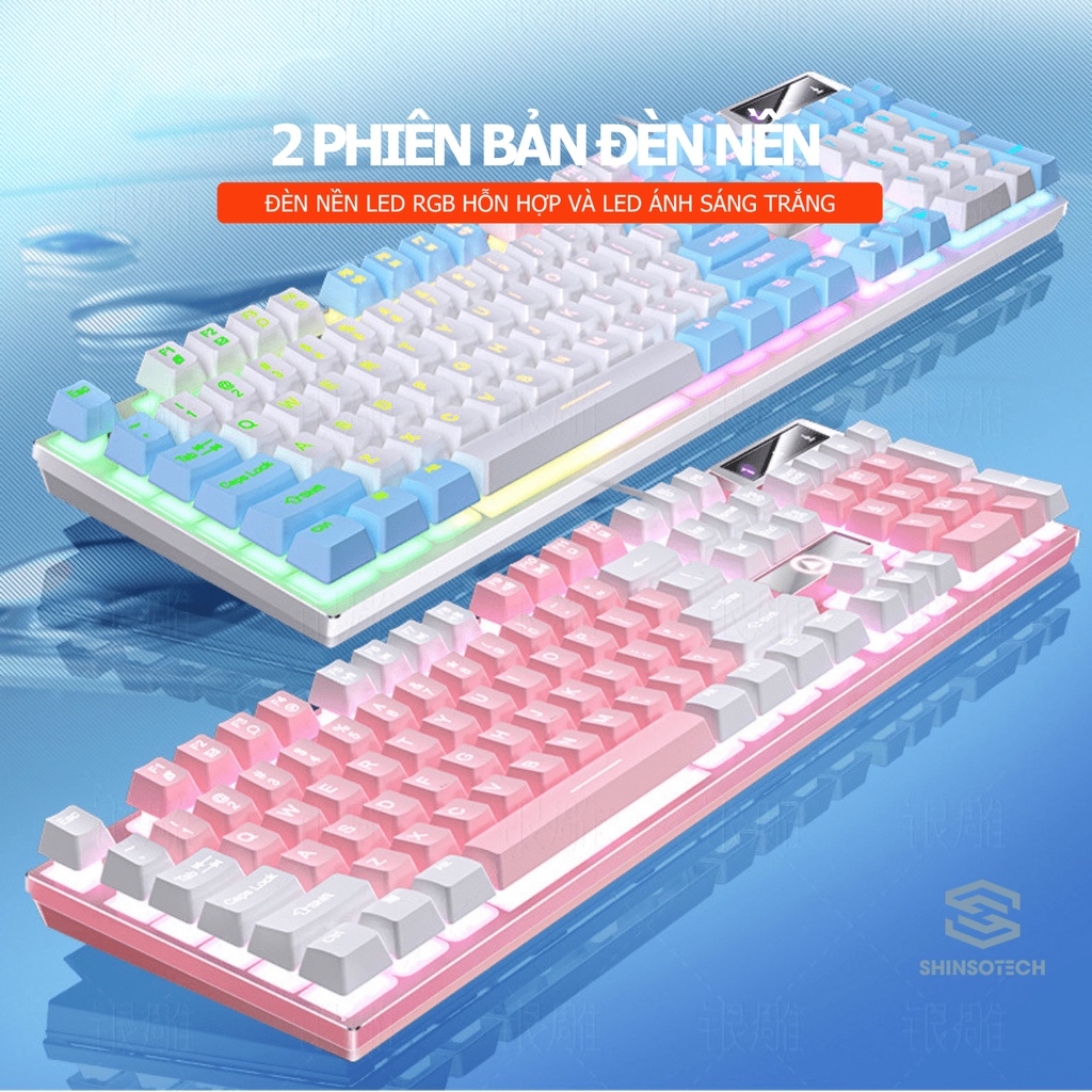 Bàn phím chơi game giả cơ SHINSOTECH K500 Led RGB xuyên phím ngoại hình nhiều màu sắc siêu đẹp chuyên gaming