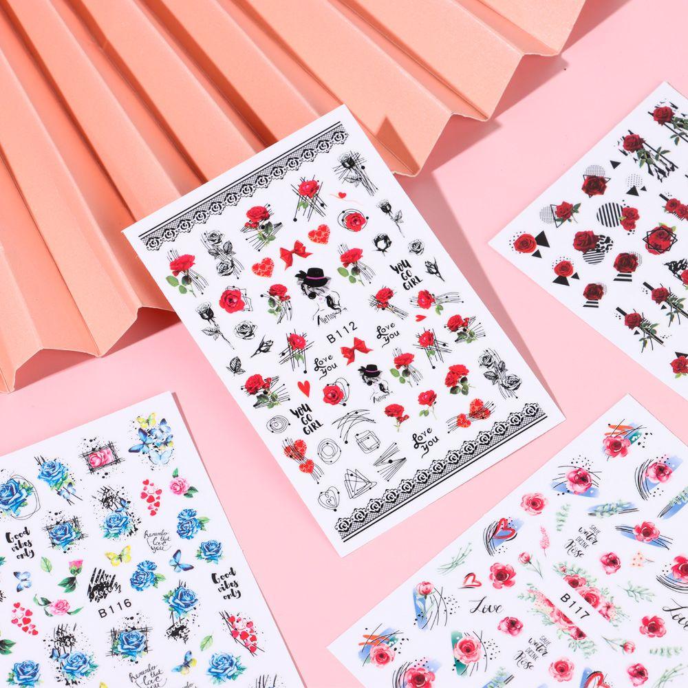 Sticker Dán Móng Chống Nước Hình Hoa Hồng