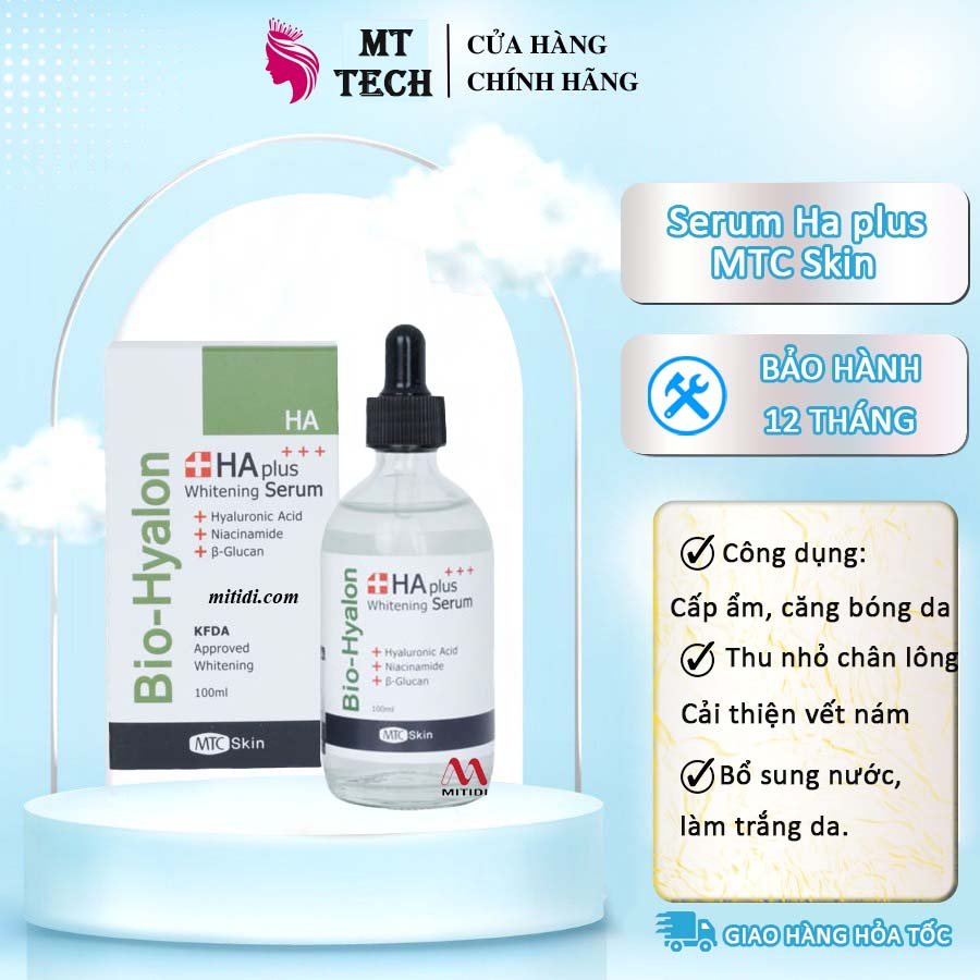 Serum HA Plus Whitening Tinh Chất HA MTC, Cấp Ẩm Da Se Khí Lỗ Chân Lông Trống Lão Hóa. Chính Hãng.