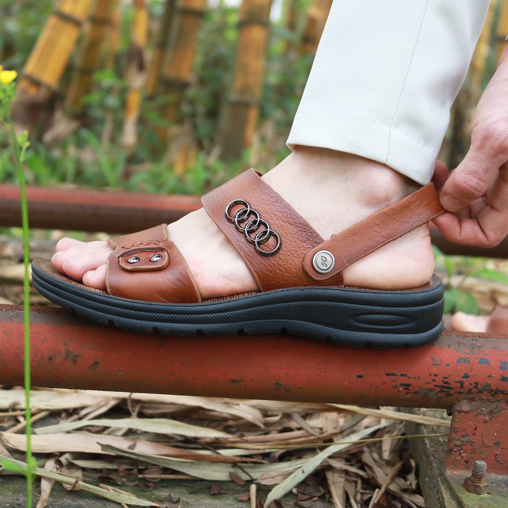 Sandal da bò 💖 HT.NEO 💖 da bò thật 100% siêu mềm siêu êm, siêu mềm chân khâu may chân quai siêu chắc chắn (sd55)