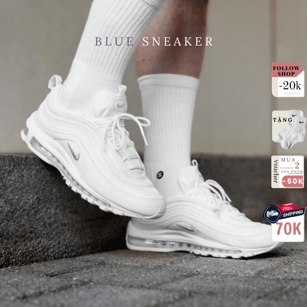 Giày Sneaker Thể Thao Nam Nữ AirMax 97 Trắng (tặng vớ+fullbox+freeship)
