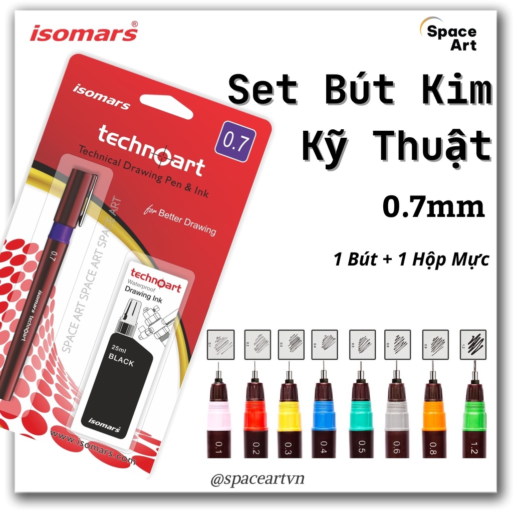 Bộ Bút Kim Vẽ Kỹ Thuật Bút kim  chuyên dụng ISOMARS Technoart Drawing