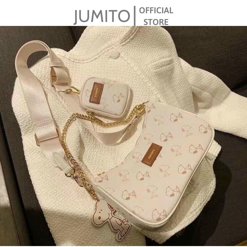 Túi xách nữ mini giá rẻ đeo chéo kẹp nách có dây xích kèm ví nhỏ cực xinh JUMITO T1.023