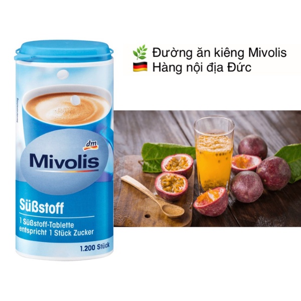 Đường ăn kiêng Mivolis 1200 viên Đức dành cho người tiểu đường, giảm cân - Dobby