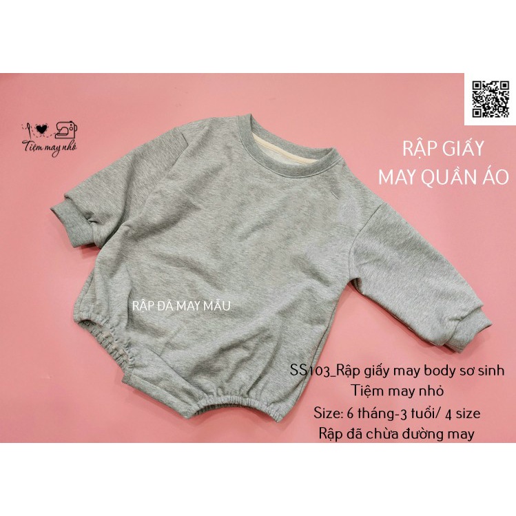 SS103_Rập giấy may body dài tay sơ sinh