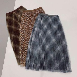 Chân váy voan kẻ hàng QC