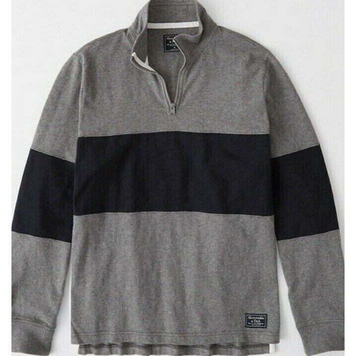 Áo thun tay dài chất nỉ da cá dày dặn Áo Sweater cổ trụ dành cho nam chất nỉ da cá chính hãng Abercrombie & Fitch