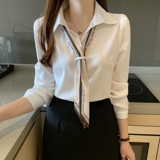 Áo sơ mi cổ đứng voan tay dài thời trang công sở đơn giản thanh lịch cho nữ
