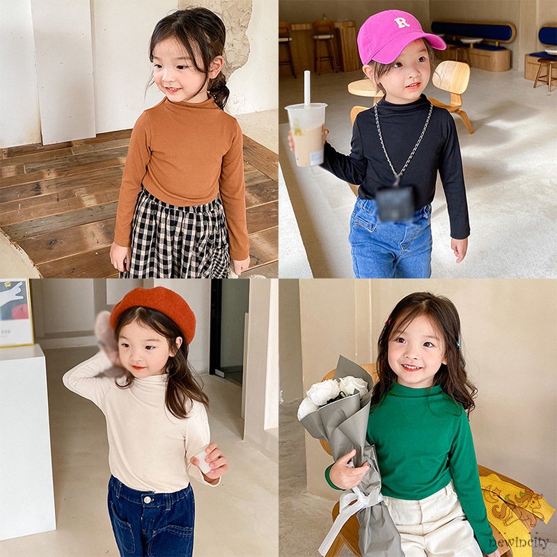 Áo thun trơn màu sắc đa dạng phong cách Hàn Quốc cho bé gái