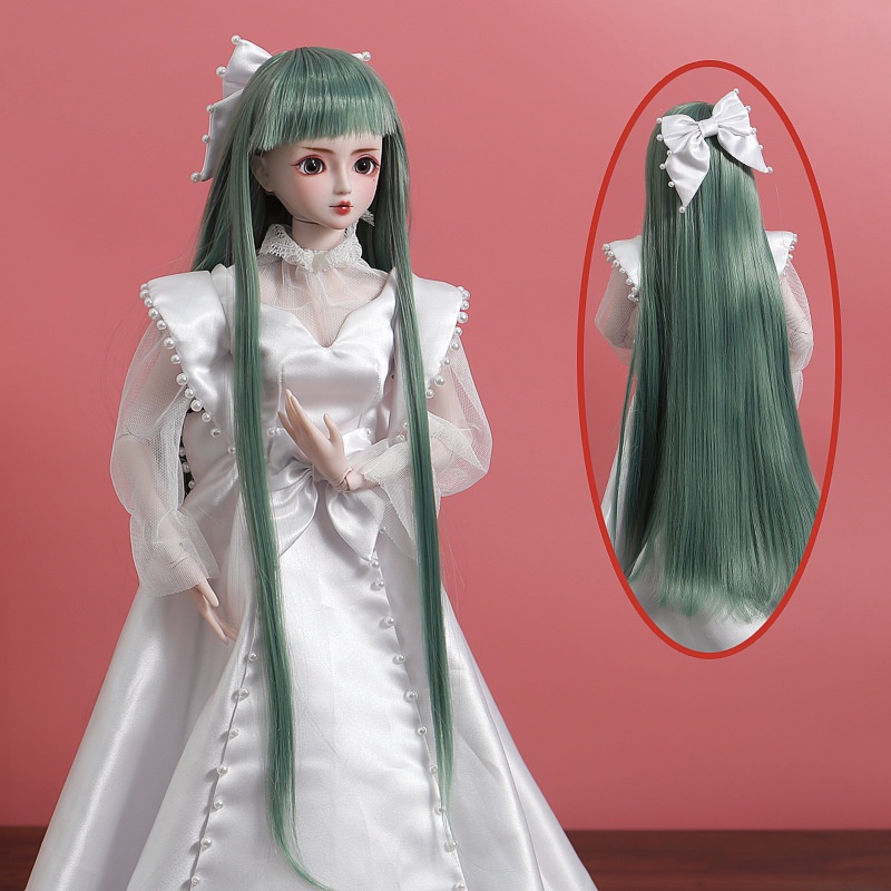 Tóc Giả Xoăn Dài 60cm Màu Nâu / Hồng / Trắng Dành Cho Búp Bê bjd 1 / 3