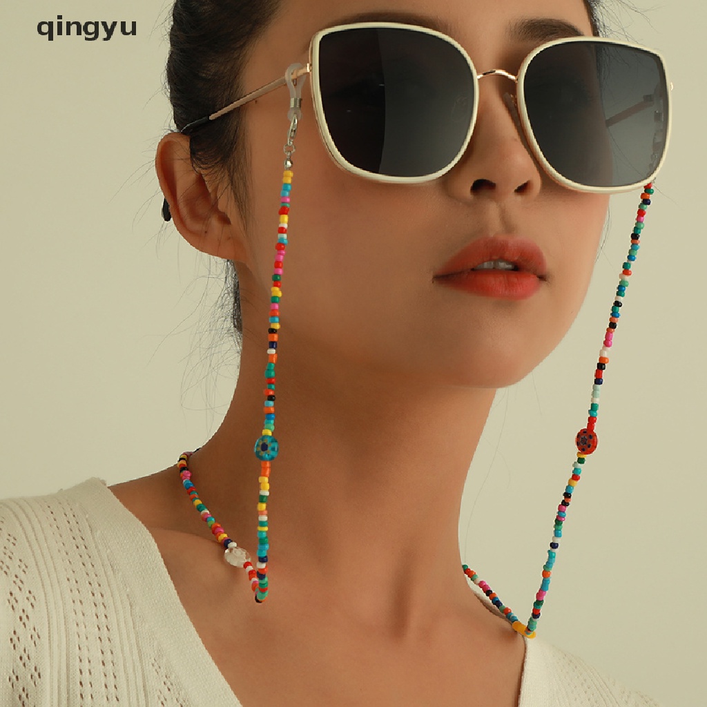 Qyvn Bohemia Colorful Beads Eyeglasses Chain Neck Strap Rope Eyewear Hanging Jewelry Jelly