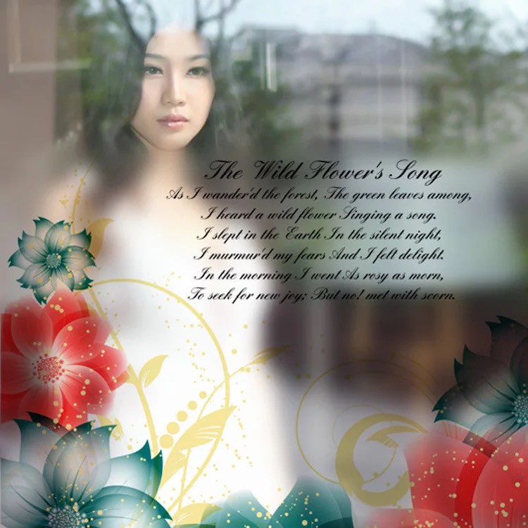 Decal trang trí kính cao cấp mẫu Hoa lớn đỏ xanh (60cm x 58cm)