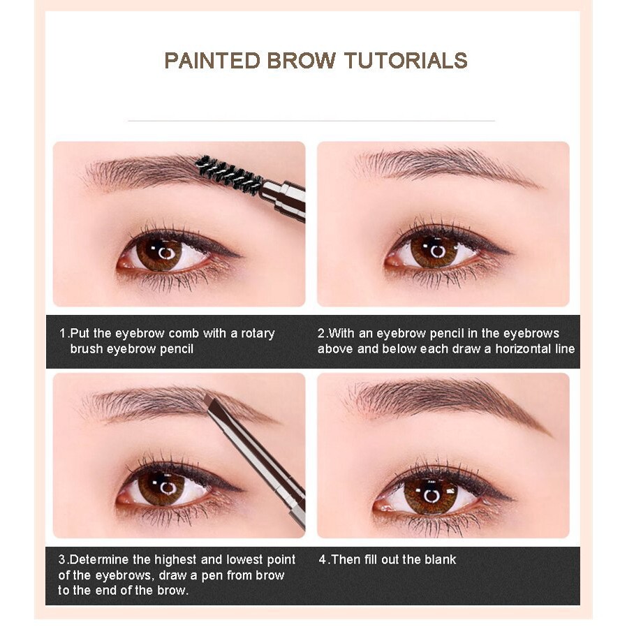 Chì kẻ lông mày thiết kế 2 đầu có cọ tự động xoay để trang điểm | BigBuy360 - bigbuy360.vn