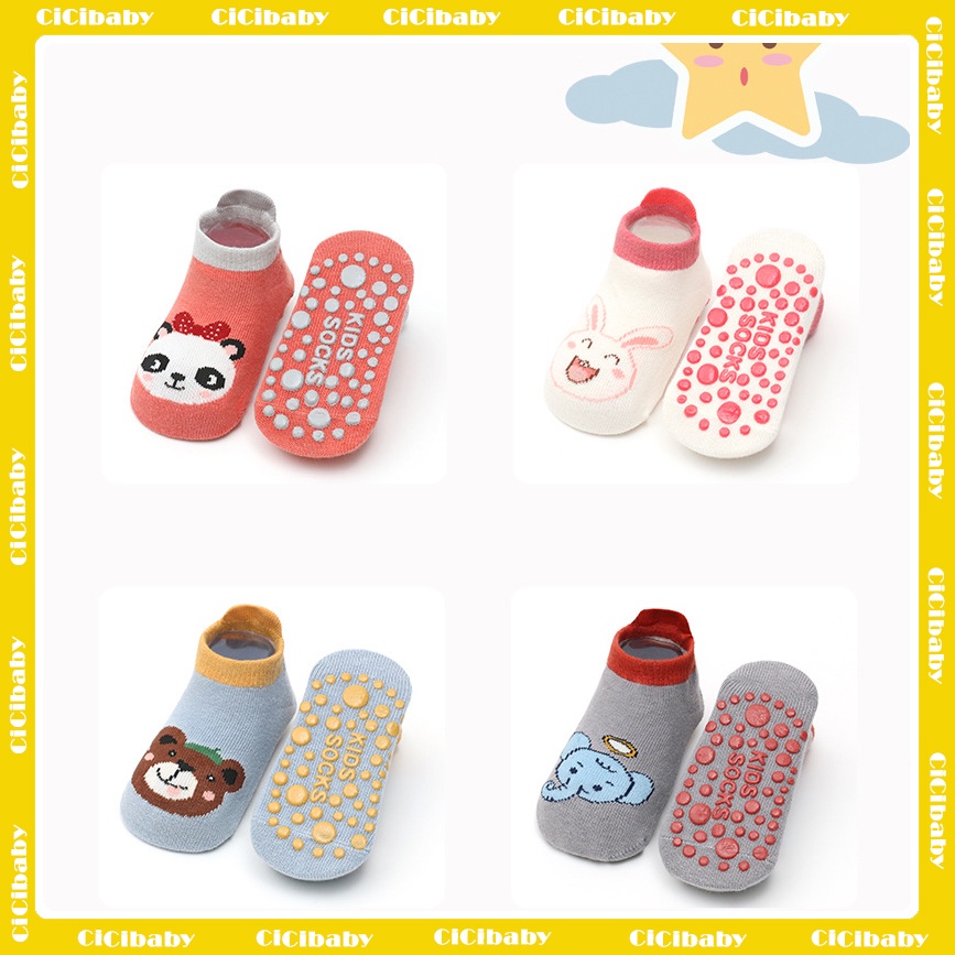 Tất chống trơn trượt cổ ngắn cho bé, vớ chống trượt phong cách Hàn Quốc họa tiết hình thú xinh xắn CiCibaby