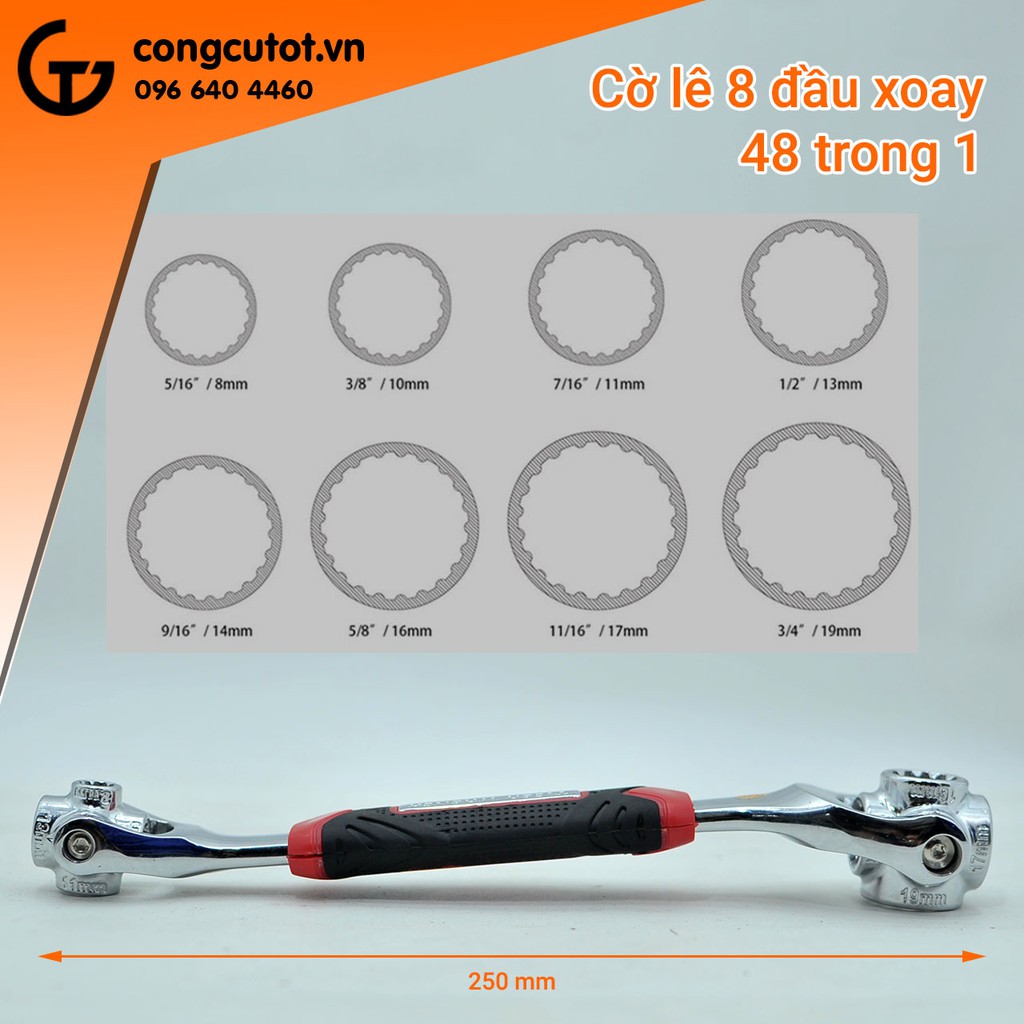 Bộ Cờ Lê Mỏ Lết Đa Năng 8 Đầu Xoay 48 In 1