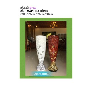Bình hoa composite dáng mập hoa hồng cao 92cm