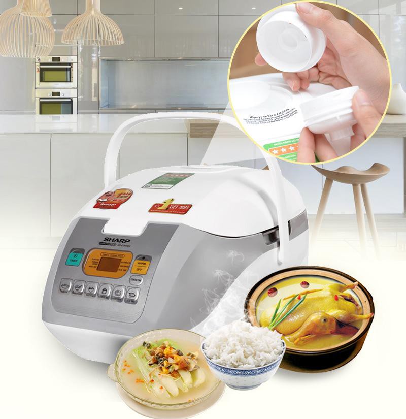 Nồi cơm điện tử Sharp 1.8 lít KS-COM18V Hàng trưng bày 99% Lòng nồi chống dính cao cấp,sản xuất thailan