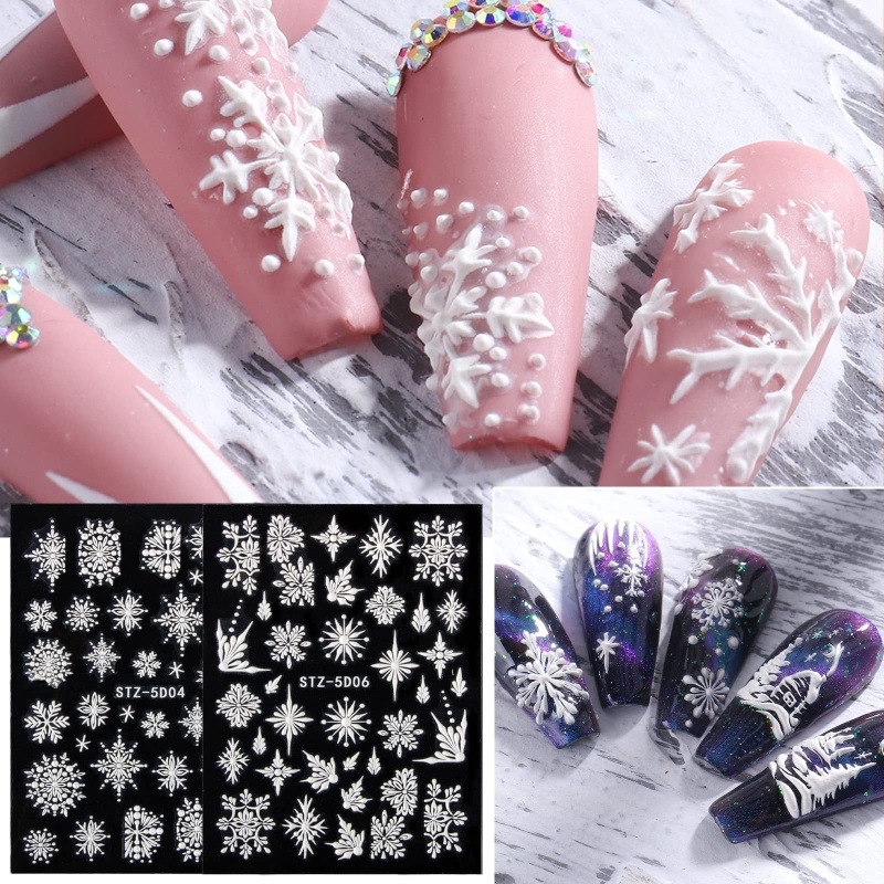 1 Tờ Miếng Dán Móng Tay Họa Tiết Giáng Sinh 5D Độc Đáo