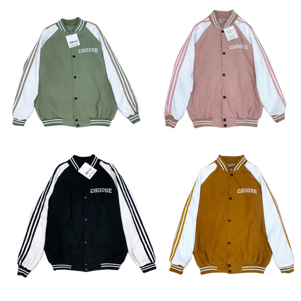 Aó Khoác Da Lộn Nam Nữ Kiểu Bomber Bóng Chày Thêu Chữ CHOOSE Chất Da Lộn Mềm Mịn Cao Cấp Mẫu Mới Được Nhiều Bạn Trẻ Yêu