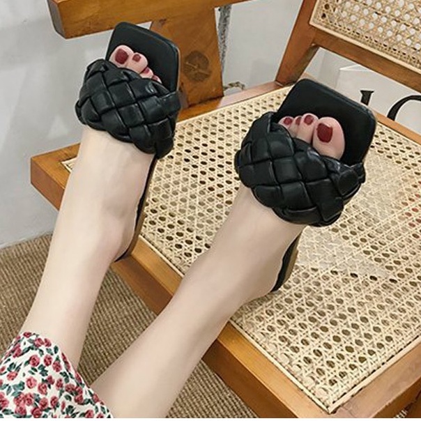 SPK- Dép bẹt nữ, dép kiểu nữ mũi vuông da cao cấp SKUG-26