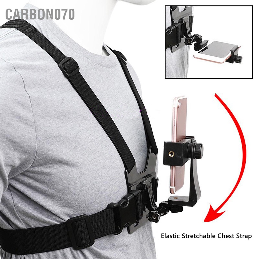Carbon070 Dây đeo dây ngực có thể điều chỉnh với giá đỡ điện thoại để phát trực tiếp đi xe đạp ngoài trời