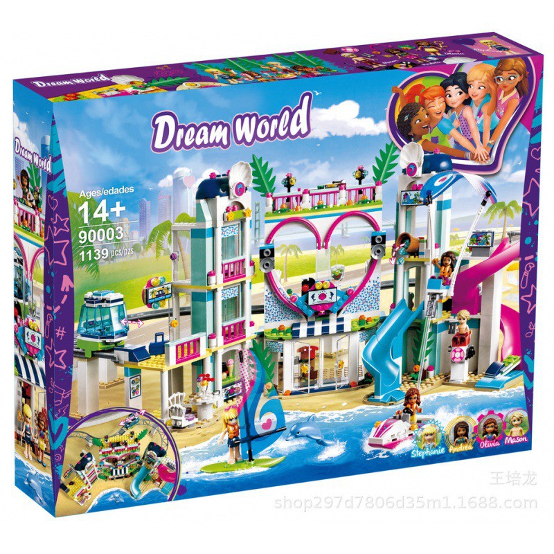 Đồ chơi lắp ráp kiểu lego Mô hình công viên nước Heartlake City Resort Công viên nước model 90003 với 800+ chi tiết