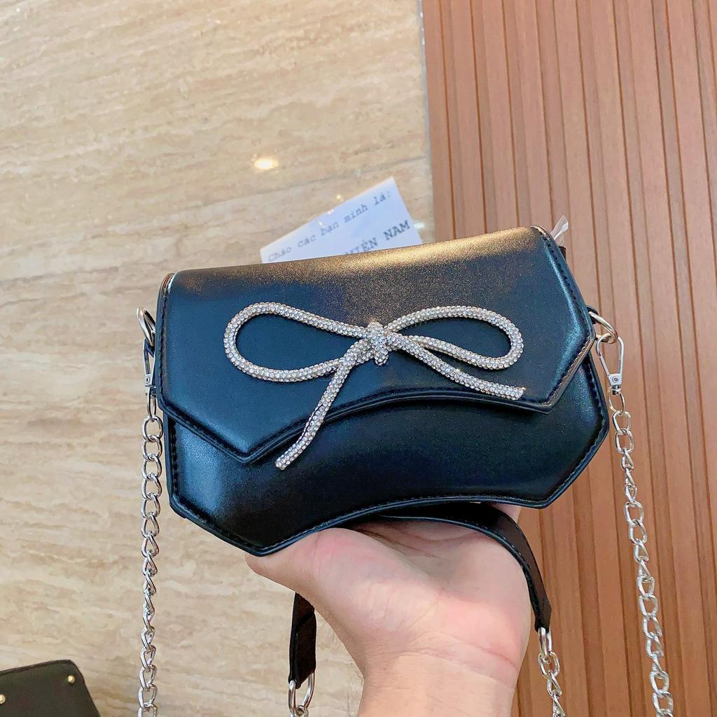 Túi xách đeo chéo nữ hình nơ đính đá sang trọng thời trang Hàn Quốc DIOMI 855