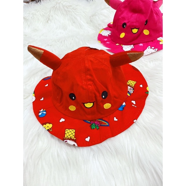 mũ vành cho bé gái tai sừng viền hoa từ 2 đến 4 tuổi