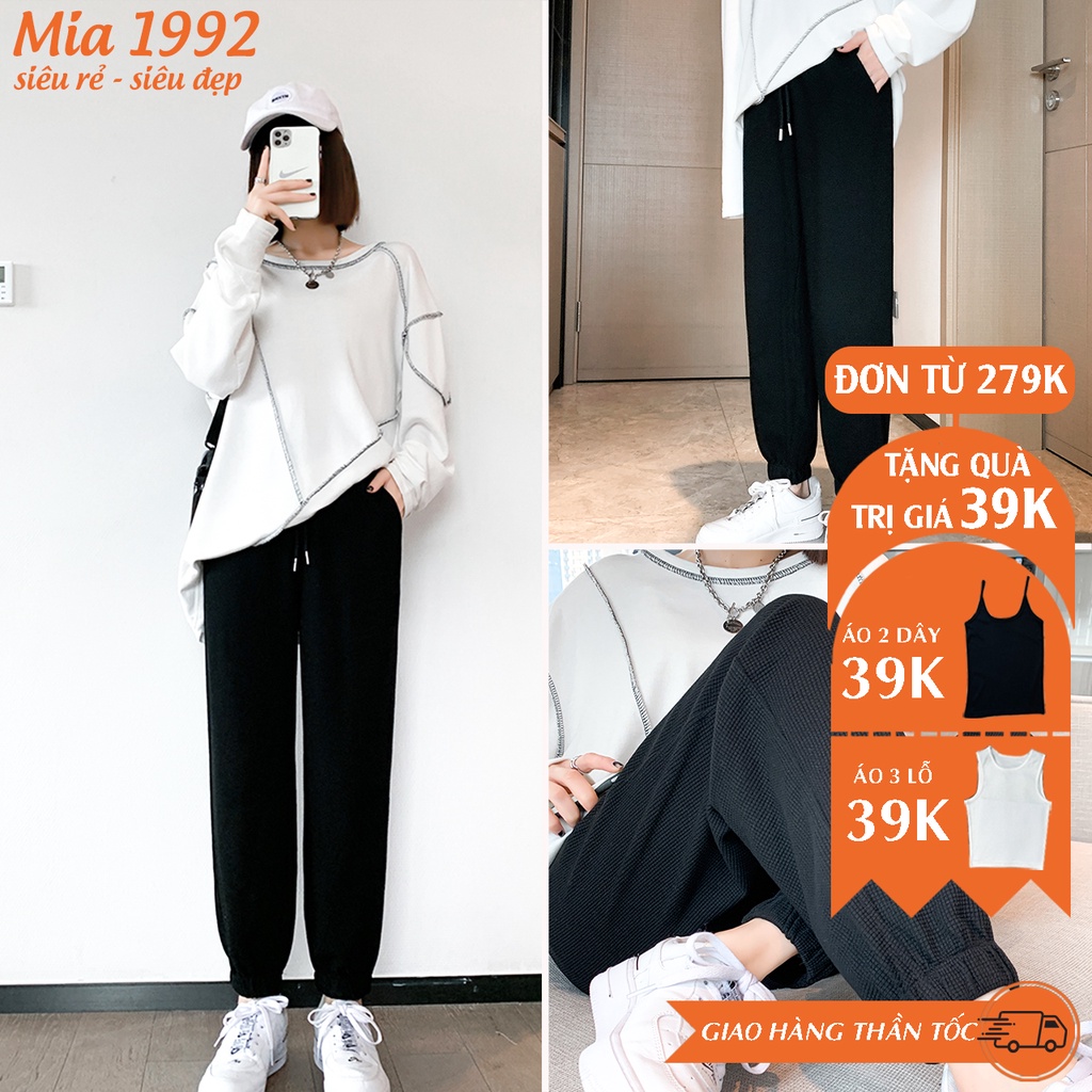 Quần jogger nữ MIA 1992 - quần jogger cao cấp vải len đan hàng Quảng Châu loại 1, chất mềm dày dặn cực ấm 2022