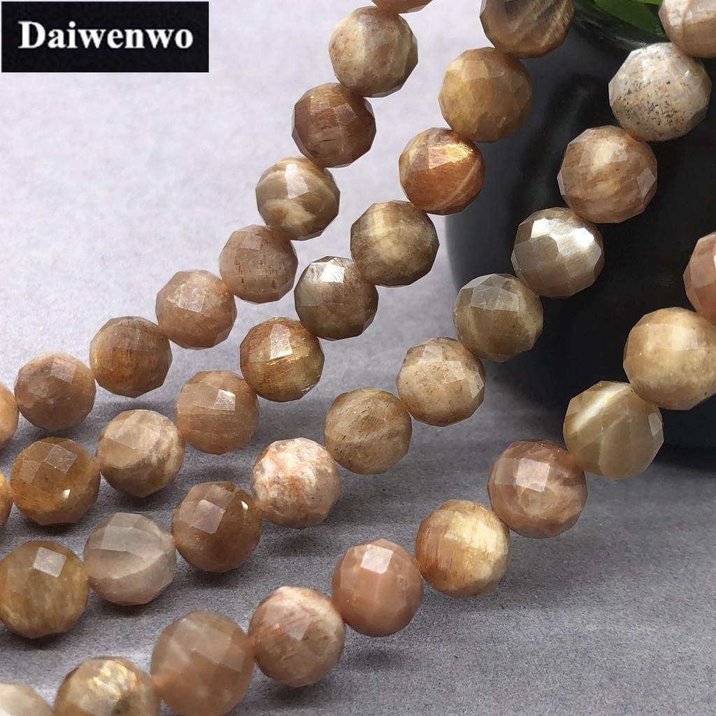 Chuỗi hạt đá thủy tinh màu cam tự nhiên 6/8mm dùng làm đồ trang sức thủ công