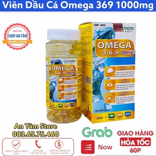 (Chính Hãng) Viên dầu cá Omega 3 6 9 Fish oil Bổ não, sáng mắt, khỏe mạnh tim mạch, tăng cường trí nhớ - Hộp 100 viên