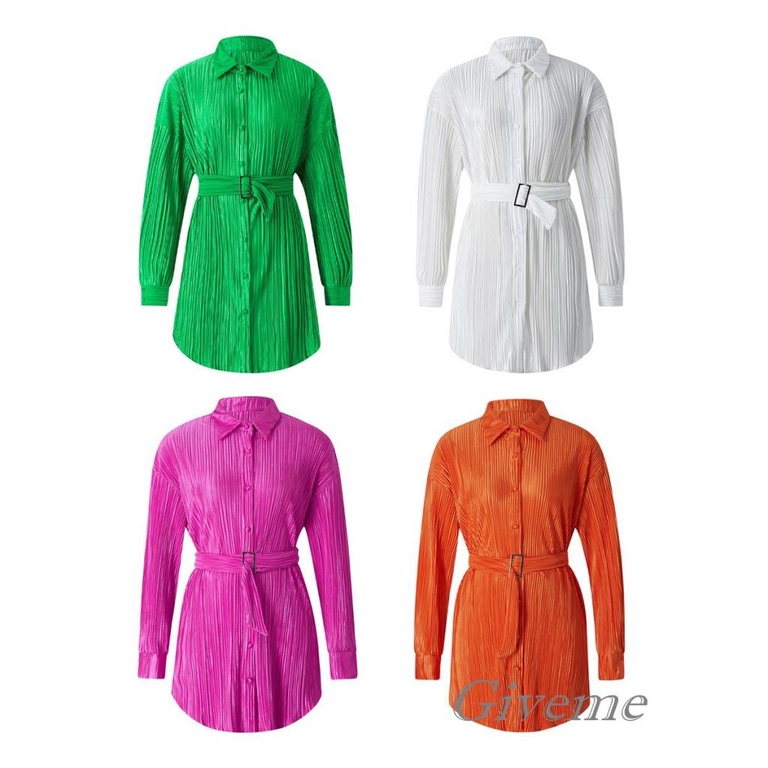 Đầm Sơ Mi Dài Tay Cổ Bẻ Form Rộng Thời Trang Dành Cho Nữ