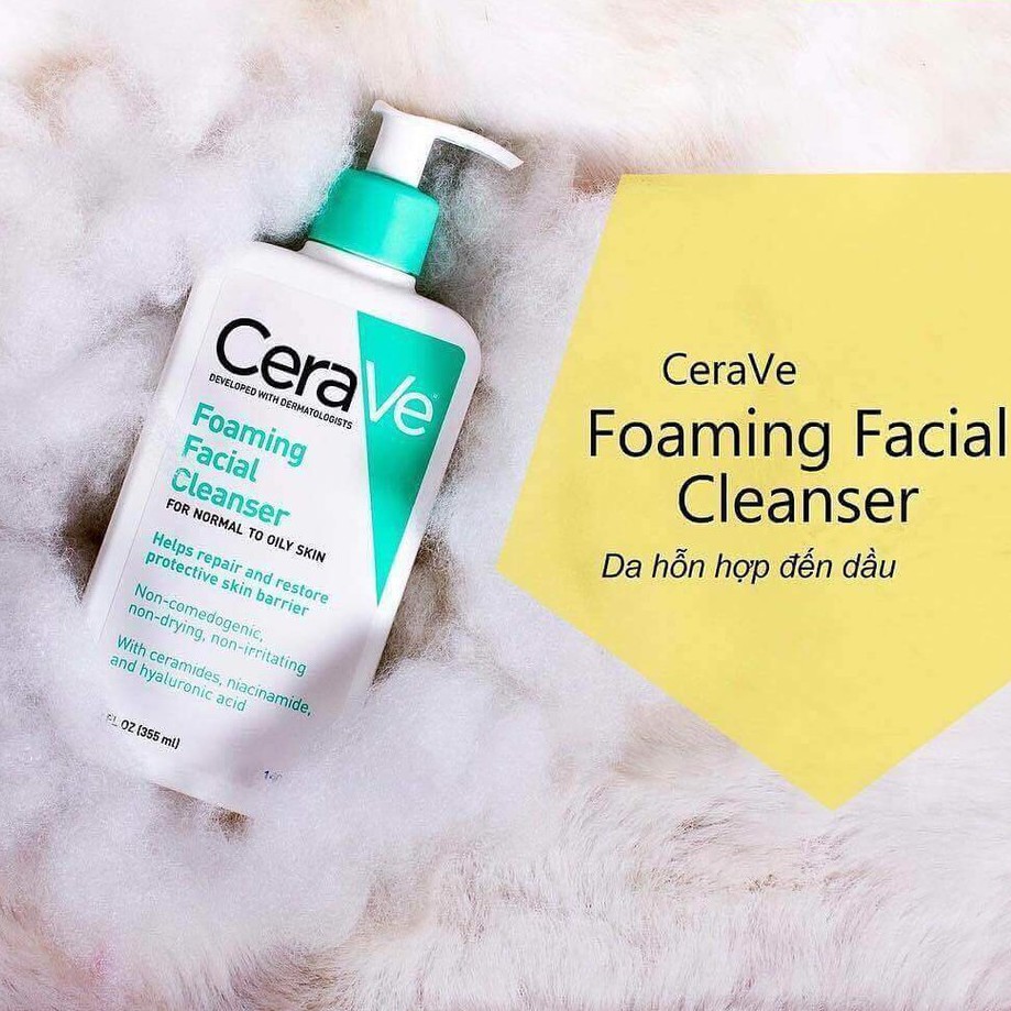 Sữa rửa mặt Cerave Foaming Facial Cleanser cho da dầu 473mL