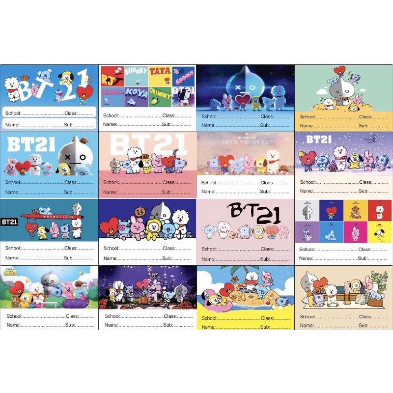 Túi 16 Nhãn Vở Hình BT21