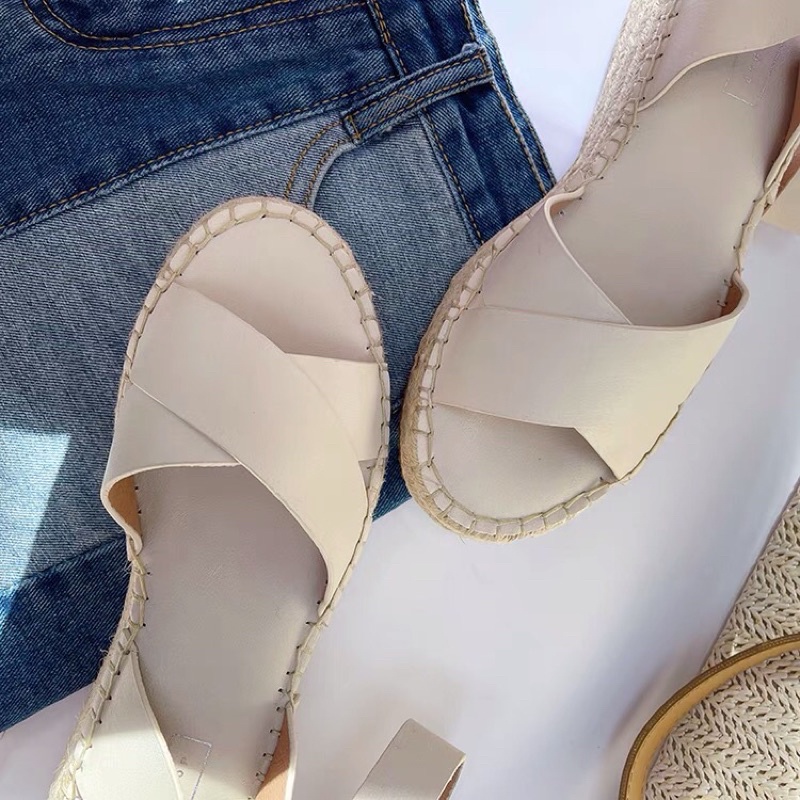 Sandal da đế cói . xuất Anh