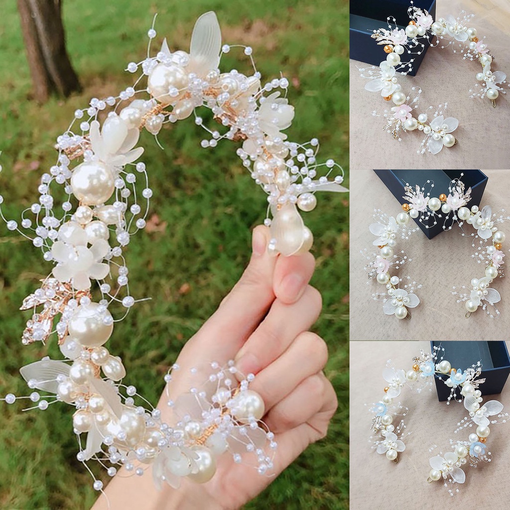 Băng Đô Hợp Kim Trang Trí Hoa Đính Ngọc Trai Giả Thời Trang Cho Nữ