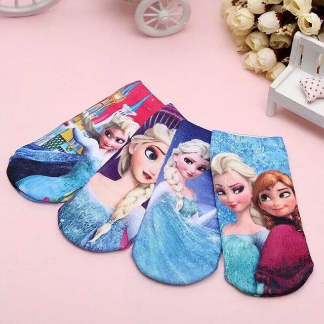 tất trẻ em ❤️FREESHIP❤️ combo12 đôi tất hoạt hình, tất elsa cho Bé Gái trong độ tuổi từ 1-8