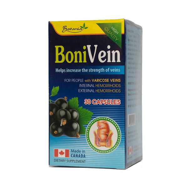 BoniVein +  Hỗ trợ tăng sức bền của tĩnh mạch, giúp giảm các triệu chứng chảy máu, sa búi trĩ (lọ 30 viên)